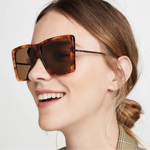 NEW GUCCI GG0434S HAVANA SHIELD SUNGLASSES GUCCI MASK EYEWEAR GUCCI - Picture 2 of 7